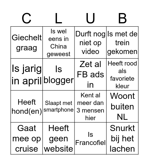 VrijheidsOndernemers Bingo Card