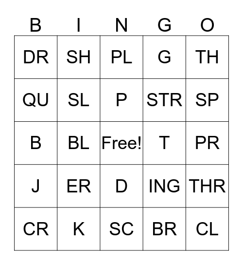 LETTER SOUNDS Bingo Card