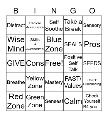 Skills Bingo Card