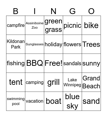 Summer Bingo Card