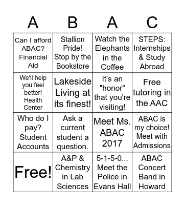 ABAC BINGO Card