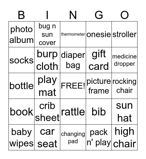 Baby Bingo Card