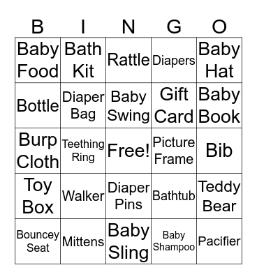 Baby Bingo Card