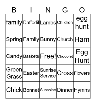 Easter Bingo Card