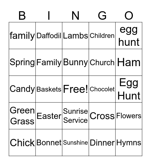 Easter Bingo Card