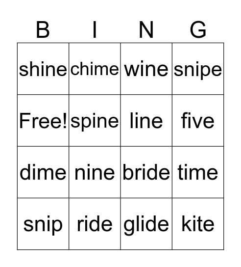 i-e Bingo Card