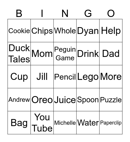 SIGHT WORD BINGO Card