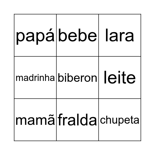 Lara Bingo Card