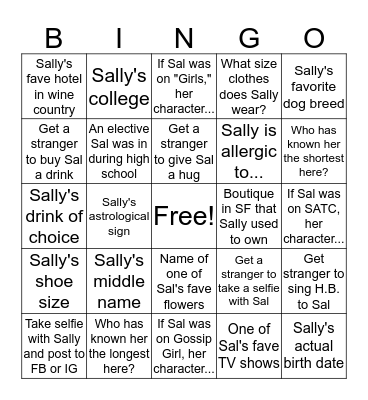 Sally's Birthday Bingo! Bingo Card