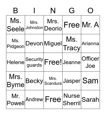 Guess Who? Bingo Card