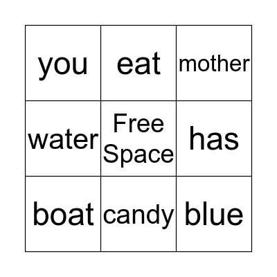 Word Bingo Card