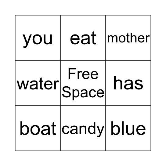 Word Bingo Card