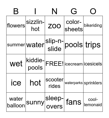summer bingo Card