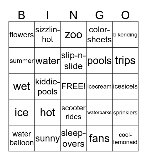 summer bingo Card