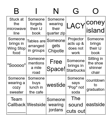 Spring Break L&D  Bingo Card