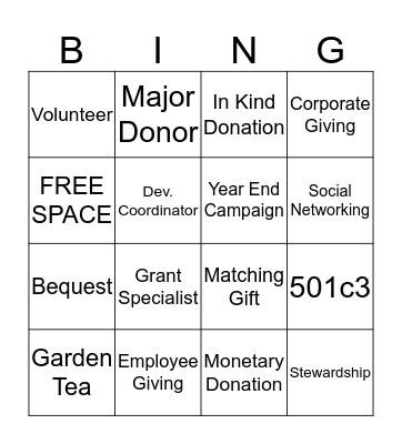 Development Bingo Card