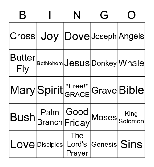 BIBLE BINGO Card