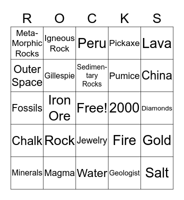 Rocking Bingo Card