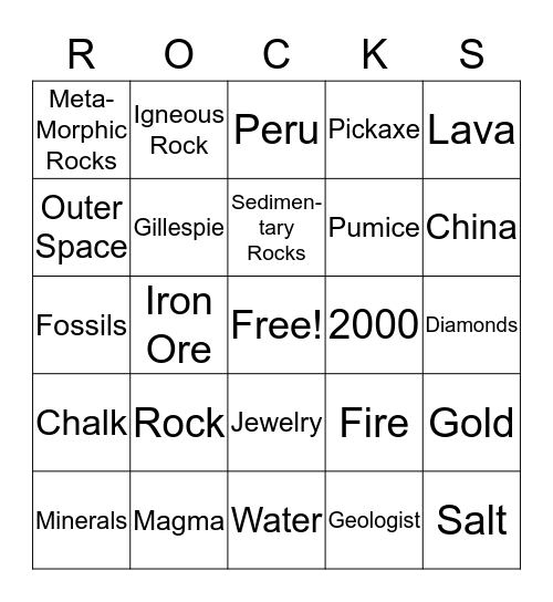 Rocking Bingo Card