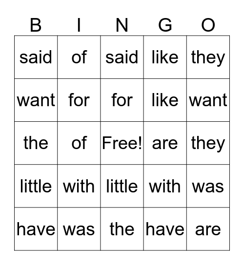 Kindergarten Units 6 and 7 and Review Bingo Card
