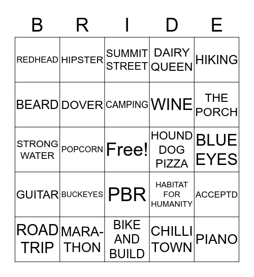 HANNAH'S BRIDAL SHOWER Bingo Card