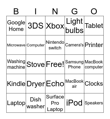 Devices Bingo Card