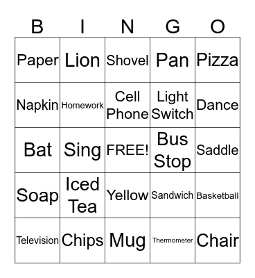 Friday Bingo Card