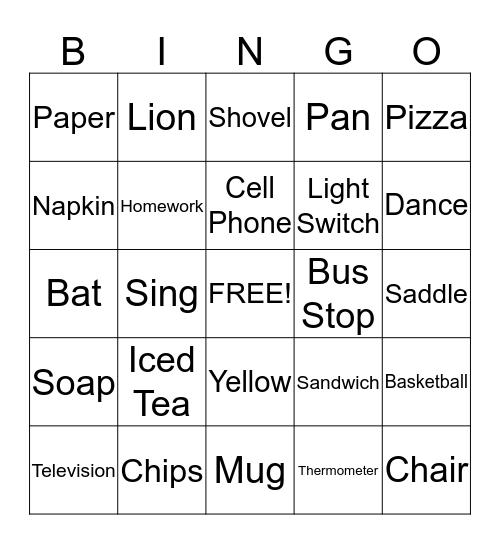 Friday Bingo Card