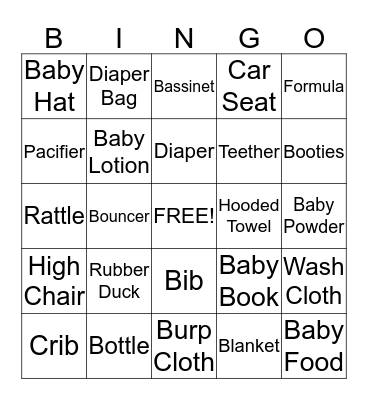 Baby Shower Bingo Card