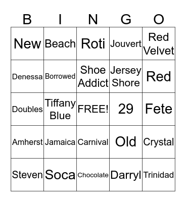 Dinelle's Bridal Bingo Card