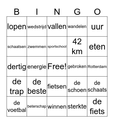 Bewegen is gezond Bingo Card