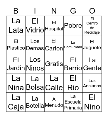 VOCABULARIO Bingo Card