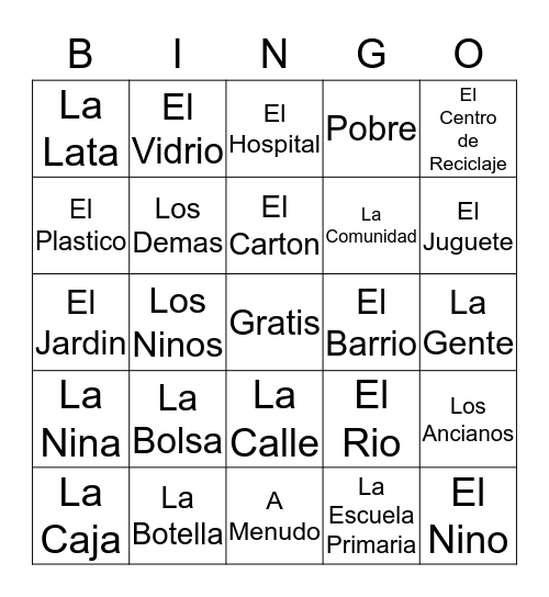 VOCABULARIO Bingo Card