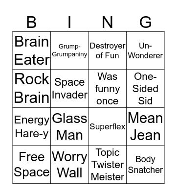 Superflex Unthinkables Bingo Card