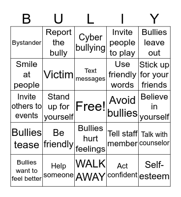 BULLY BINGO Card