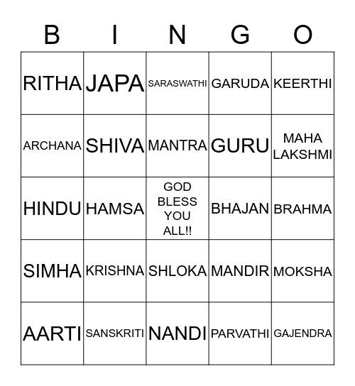 sanskriti Wrap up 2013!!!! Bingo Card