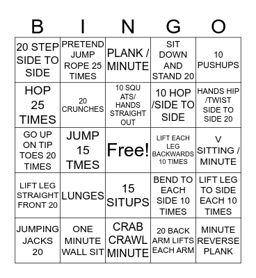 ACTIVITYY BINGO Card