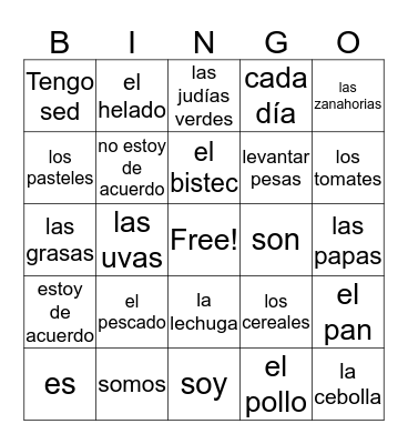 La Salud Bingo Card