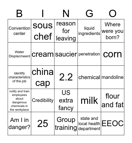 PS I #1 Bingo Card