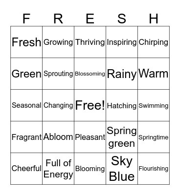 Spring Bingo Card