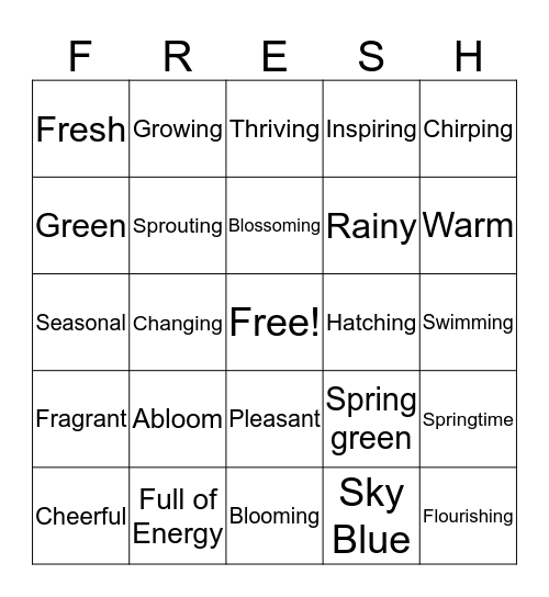 Spring Bingo Card