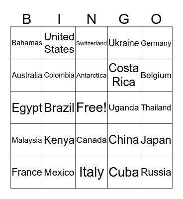 ECA GOES AROUND THE WORLD Bingo Card