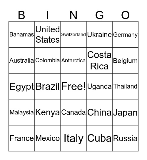 ECA GOES AROUND THE WORLD Bingo Card