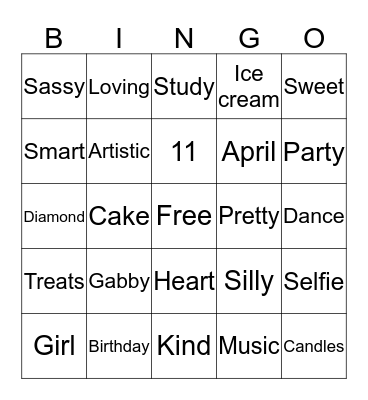 Happy Birthday Gabby! Bingo Card