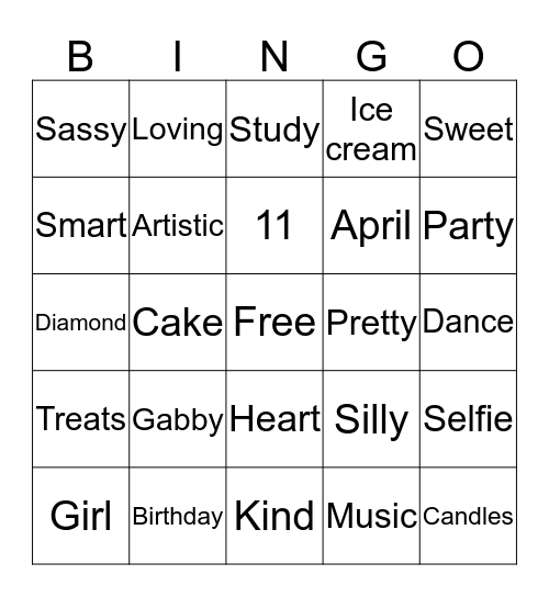 Happy Birthday Gabby! Bingo Card