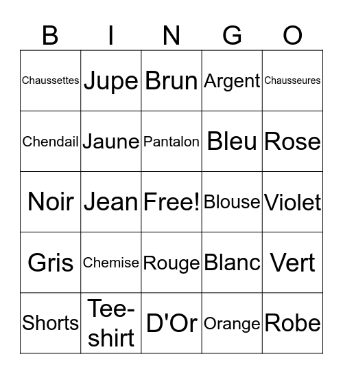 Les Vetements Bingo Card