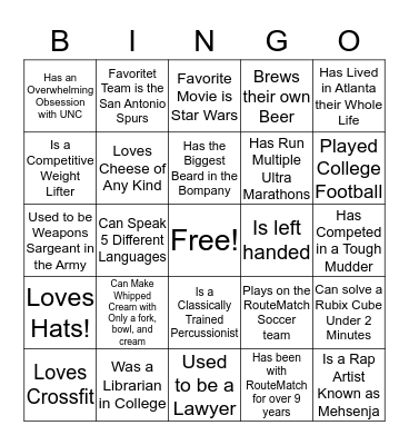 RouteMatch Ice Breaker Bingo Card