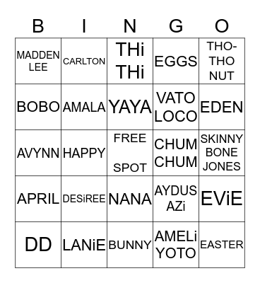 H A P P Y  E A S T E R Bingo Card