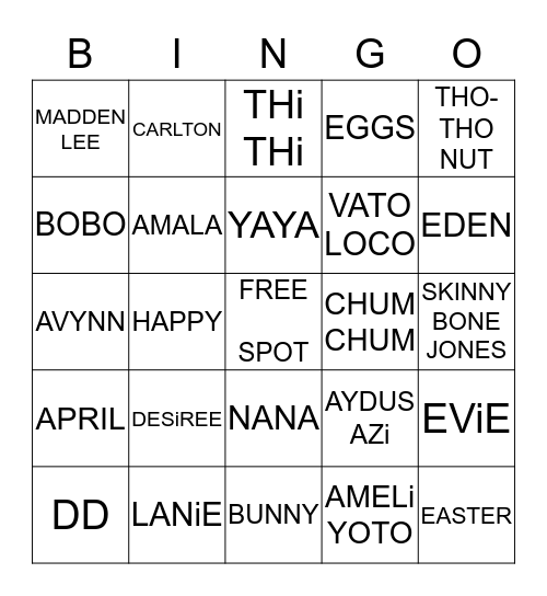 H A P P Y  E A S T E R Bingo Card