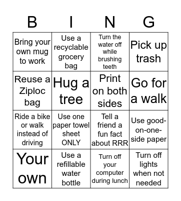 Earth Day Bingo *** RRR Bingo Card
